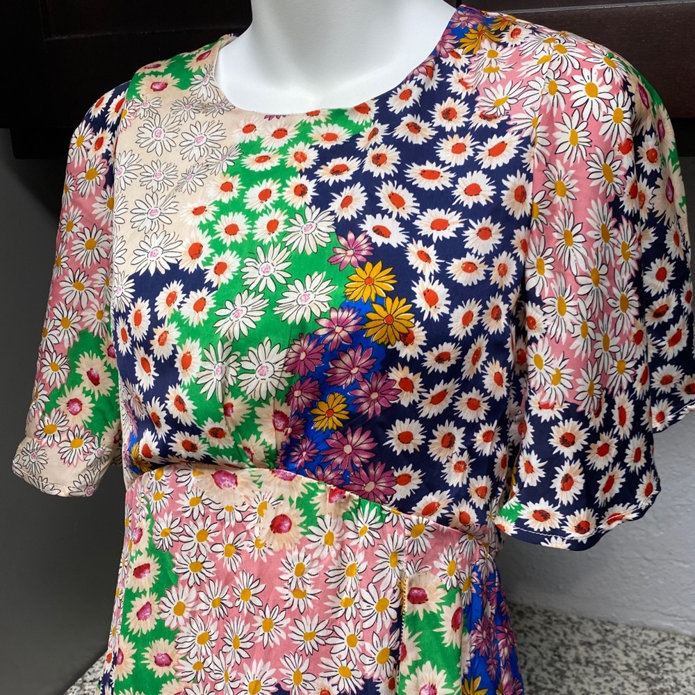 Boho Hippie Angel Sleeve Maxi Dress Patchwork Daisy Colorful Floral Print